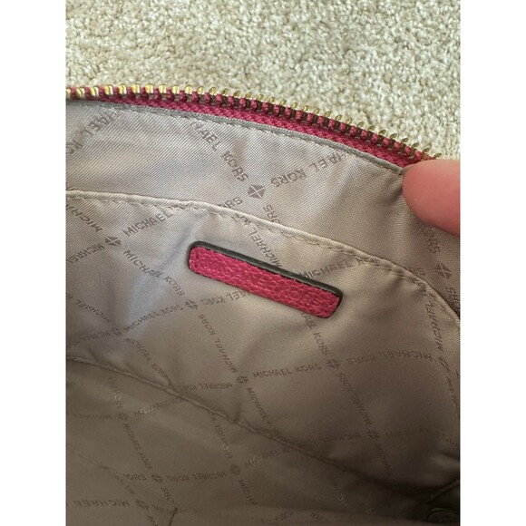 Michael Kors MK Large Clutch Zip Wristlet Wallet – Pink Pebbled Leather – Gold - Picture 6 of 6